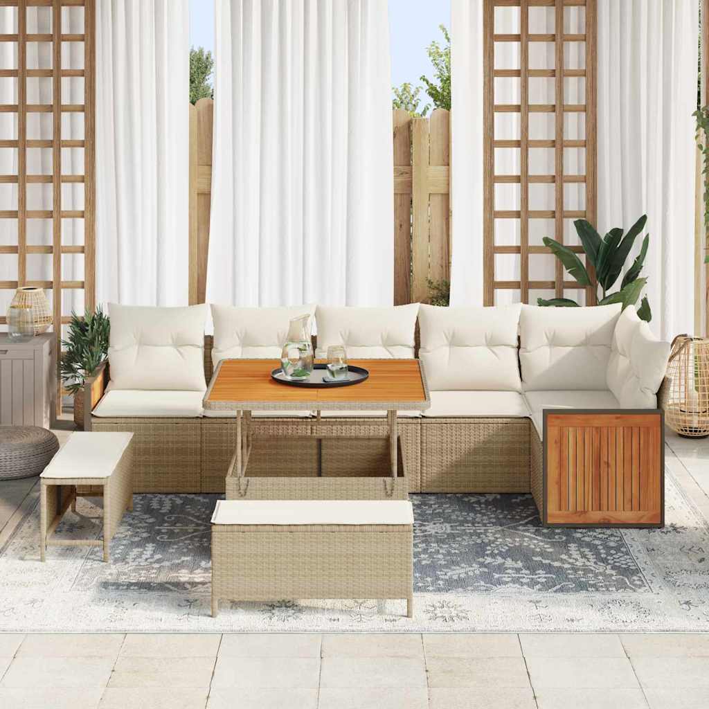 Garten-Sofa-Set 9 pcs Beige und Creme 100 x 100 x 71 cm